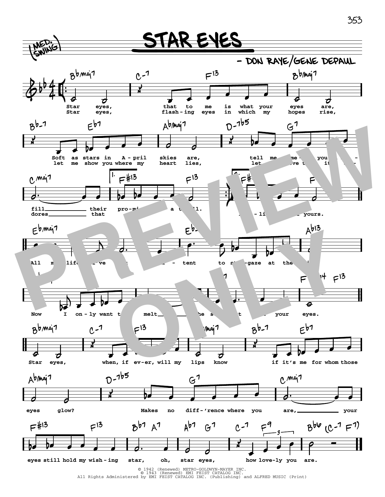 Charlie Parker Star Eyes (Low Voice) sheet music notes and chords arranged for Real Book – Melody, Lyrics & Chords