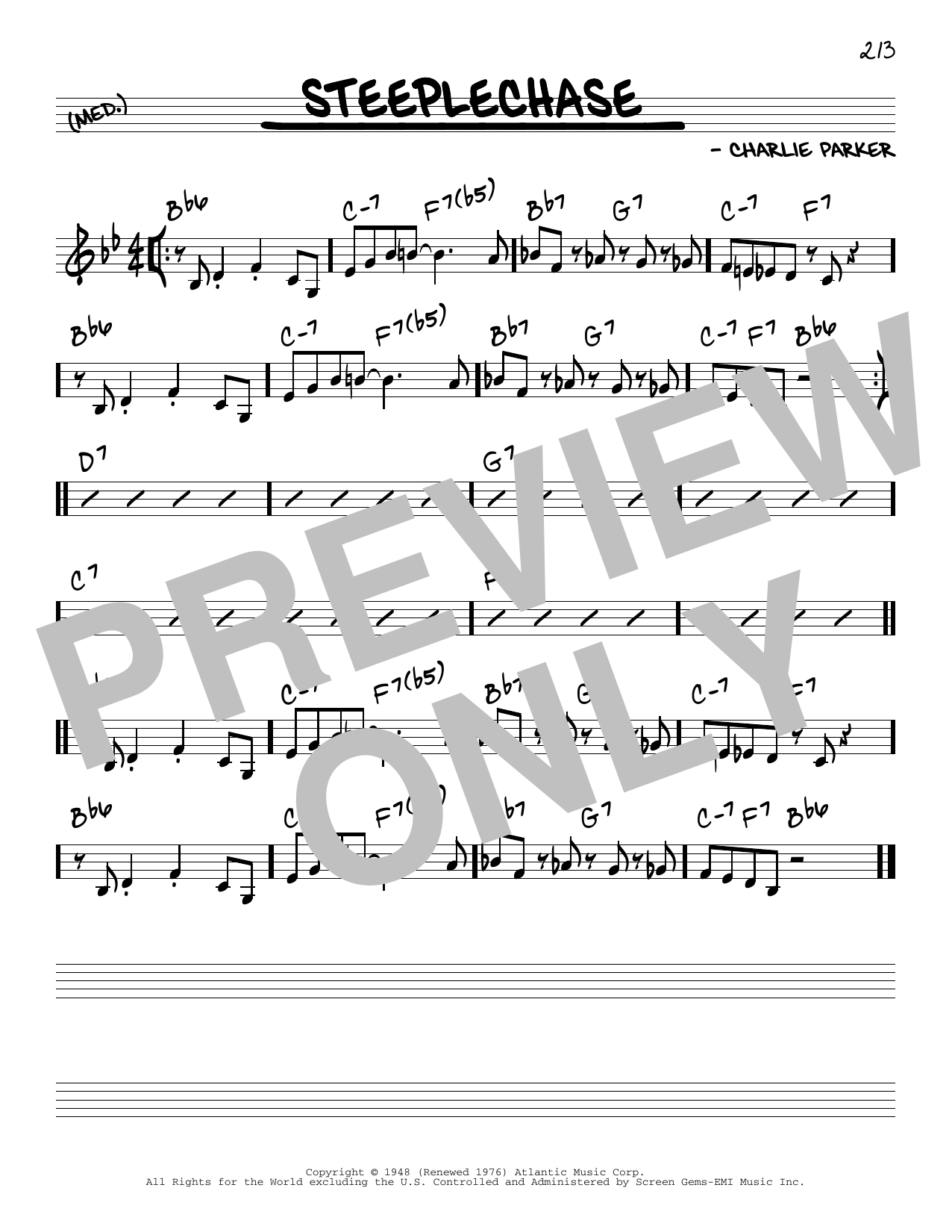 Charlie Parker Steeplechase sheet music notes and chords arranged for Real Book – Melody & Chords – Eb Instruments