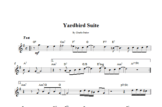 Charlie Parker Yardbird Suite sheet music notes and chords arranged for Piano Solo