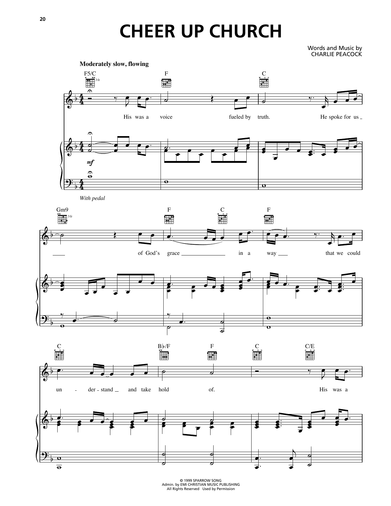 Charlie Peacock Cheer Up Church sheet music notes and chords arranged for Piano, Vocal & Guitar Chords (Right-Hand Melody)