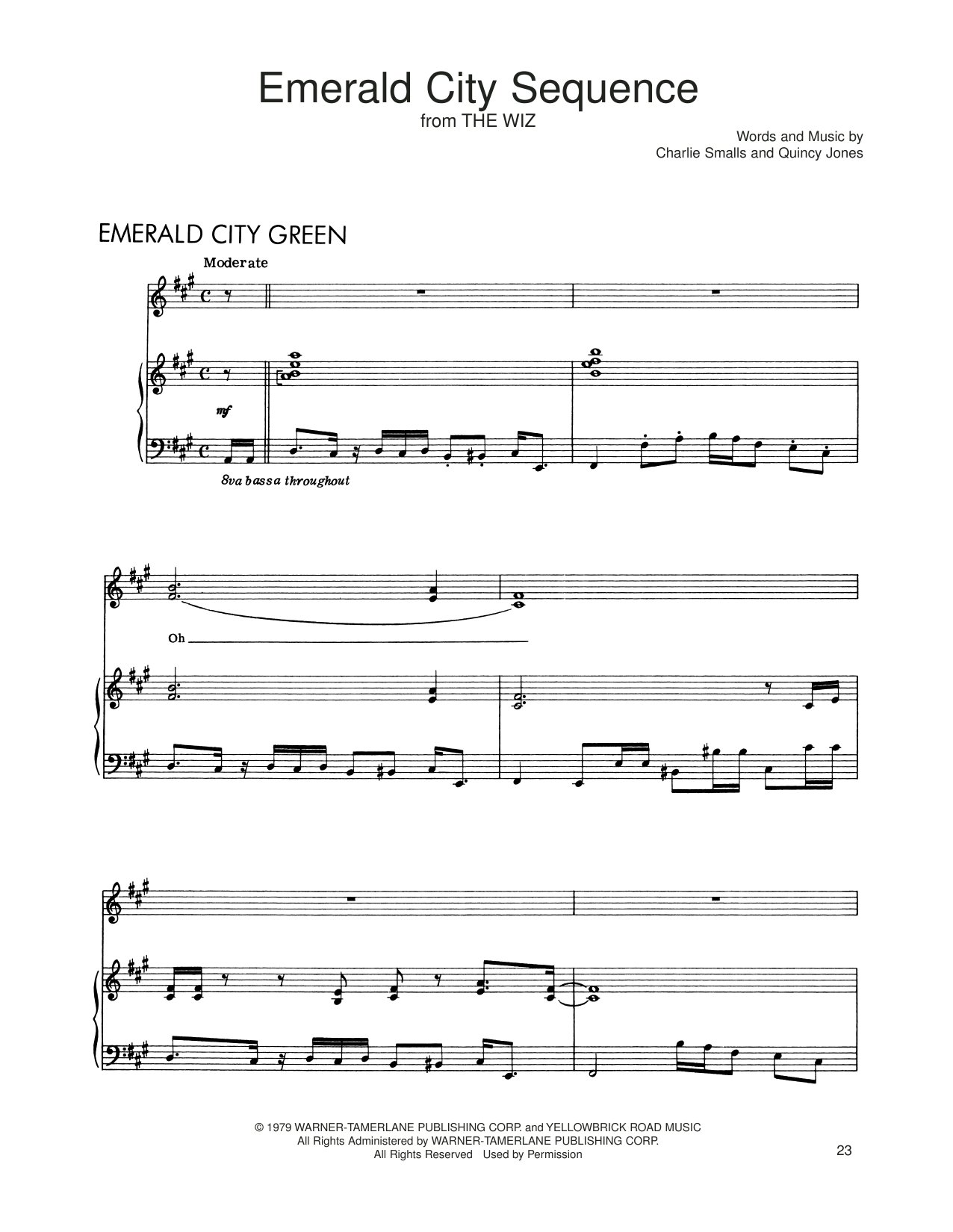 Charlie Smalls Emerald City Sequence (from The Wiz) sheet music notes and chords arranged for Piano, Vocal & Guitar Chords (Right-Hand Melody)