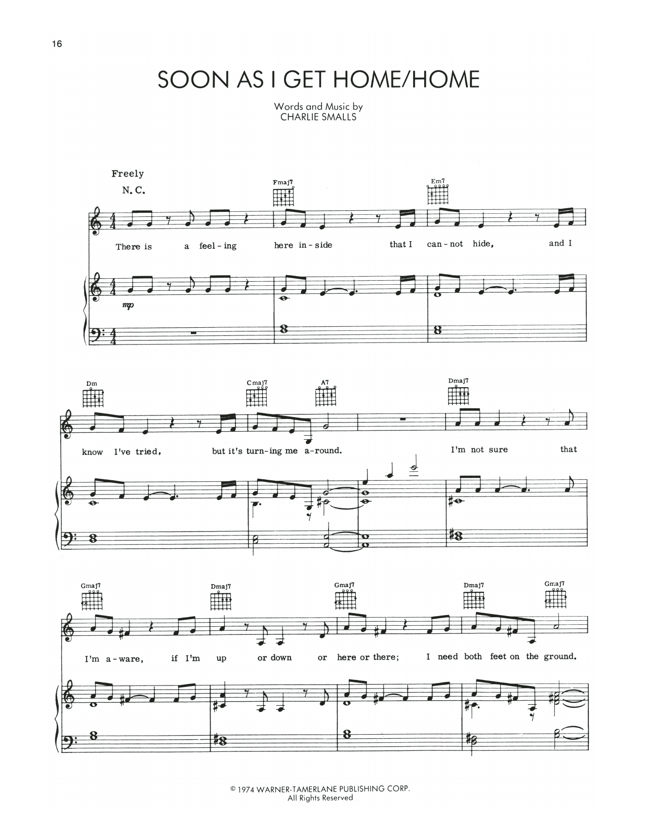 Charlie Smalls Soon As I Get Home/Home (from The Wiz) sheet music notes and chords arranged for Piano, Vocal & Guitar Chords (Right-Hand Melody)