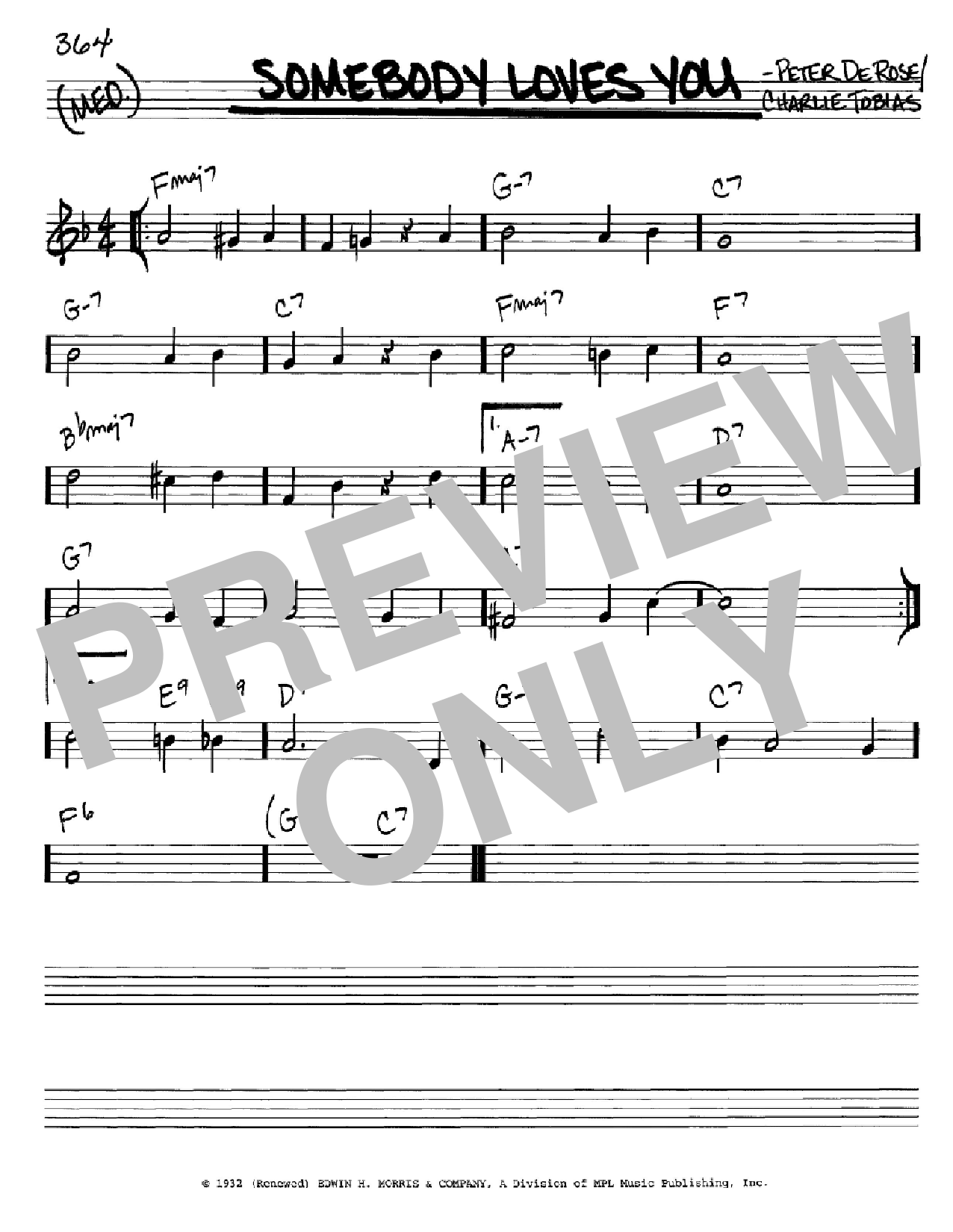 Charlie Tobias Somebody Loves You sheet music notes and chords arranged for Easy Piano