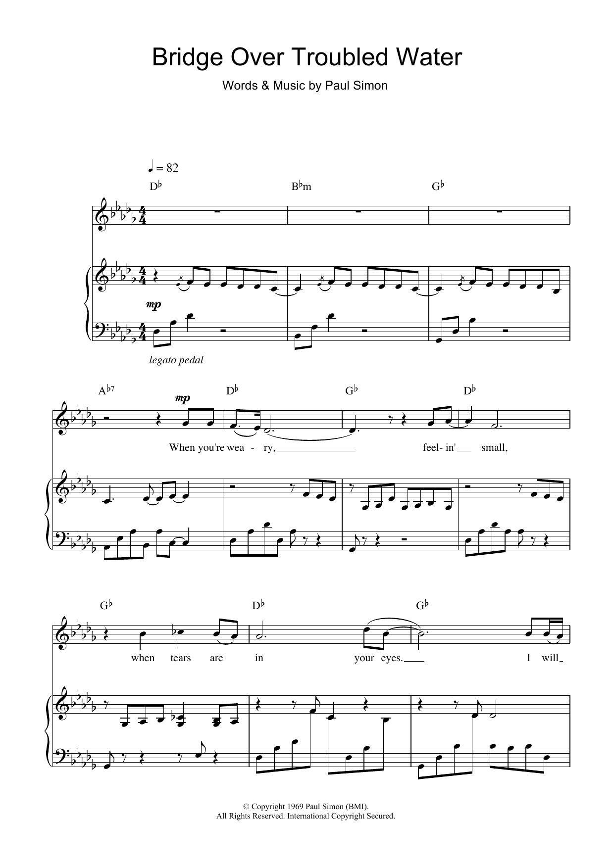 Charlotte Church Bridge Over Troubled Water sheet music notes and chords arranged for Piano, Vocal & Guitar Chords