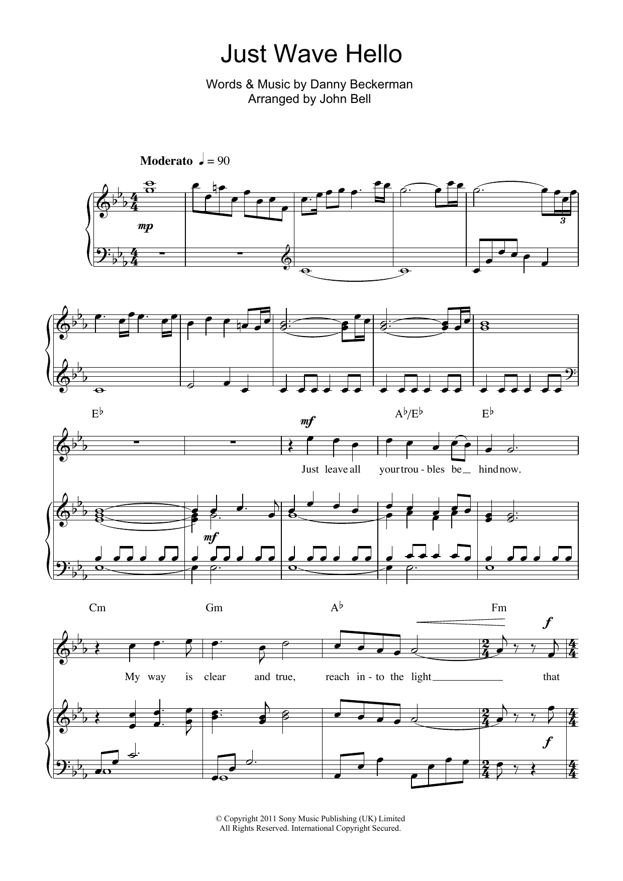 Charlotte Church Just Wave Hello sheet music notes and chords arranged for Piano, Vocal & Guitar Chords