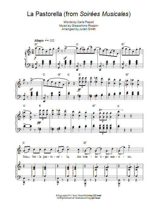 Charlotte Church La Pastorella sheet music notes and chords arranged for Piano, Vocal & Guitar Chords