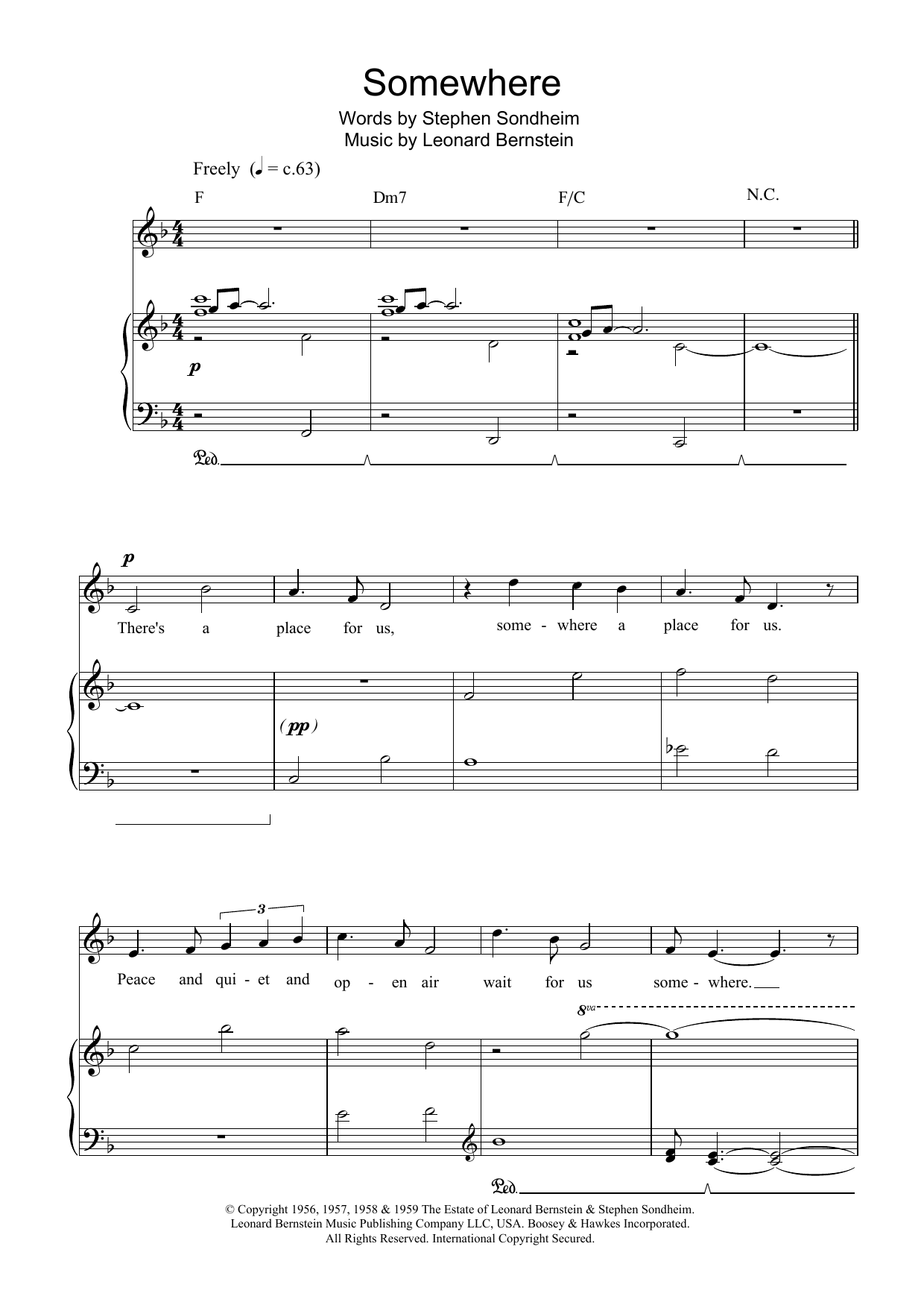 Charlotte Church Somewhere (from West Side Story) sheet music notes and chords arranged for Piano, Vocal & Guitar Chords
