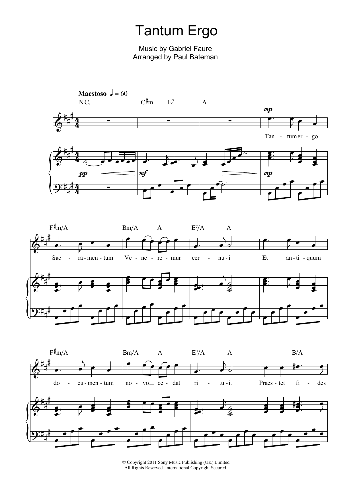 Charlotte Church Tantum Ergo sheet music notes and chords arranged for Piano, Vocal & Guitar Chords
