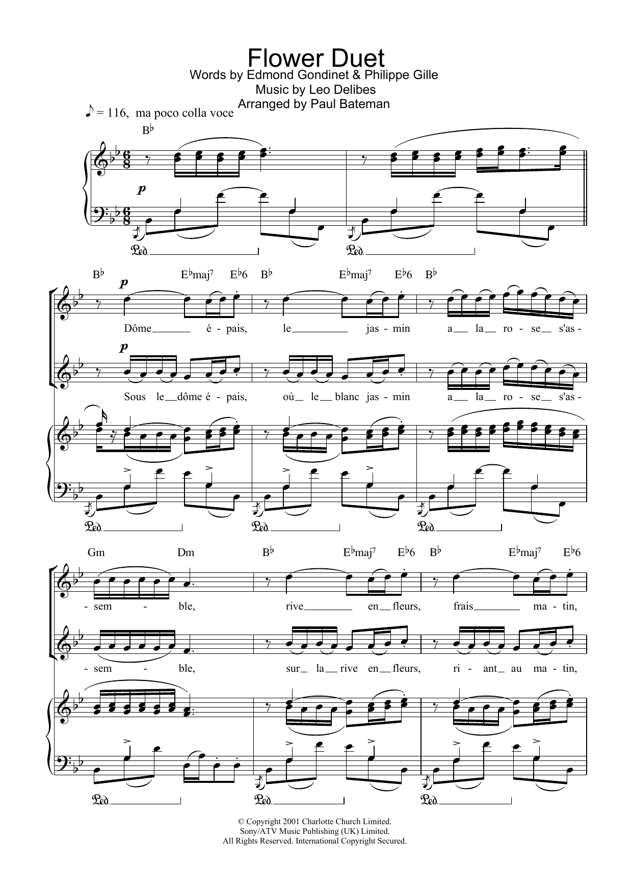 Charlotte Church The Flower Duet sheet music notes and chords arranged for Piano, Vocal & Guitar Chords