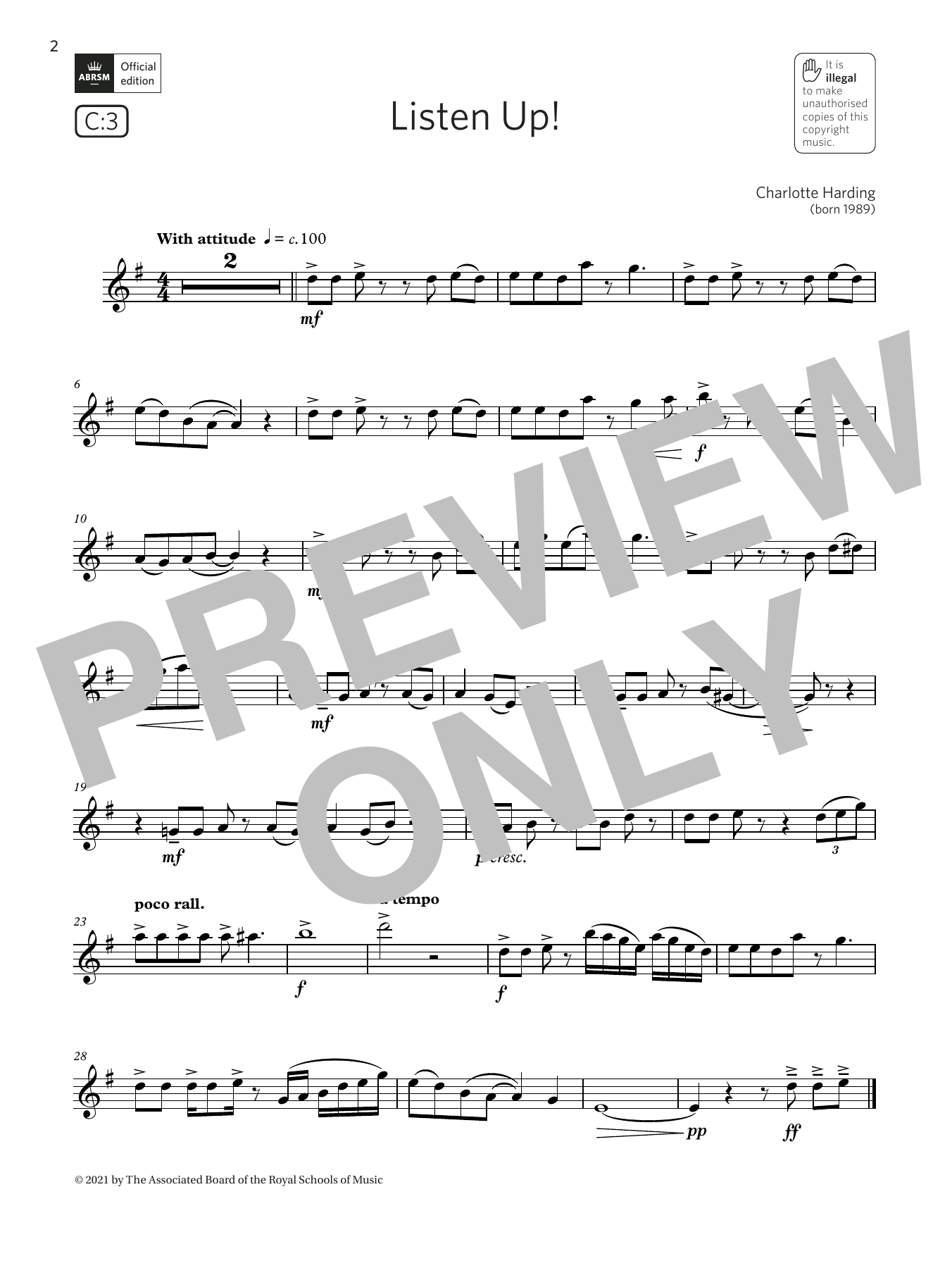 Charlotte Harding Listen Up! (Grade 3 List C3 from the ABRSM Saxophone syllabus from 2022) sheet music notes and chords arranged for Alto Sax Solo