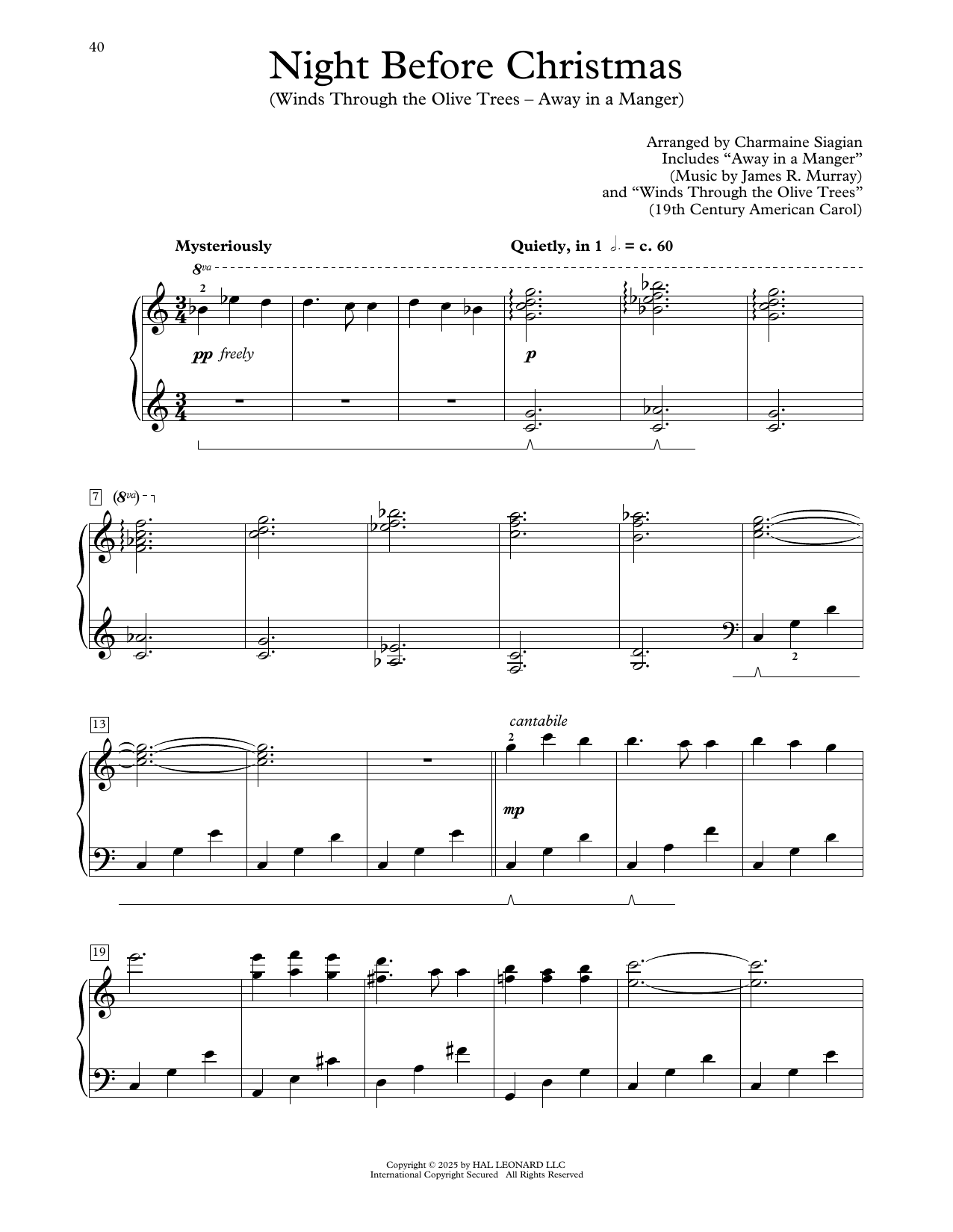 Charmaine Siagian Night Before Christmas sheet music notes and chords arranged for Educational Piano