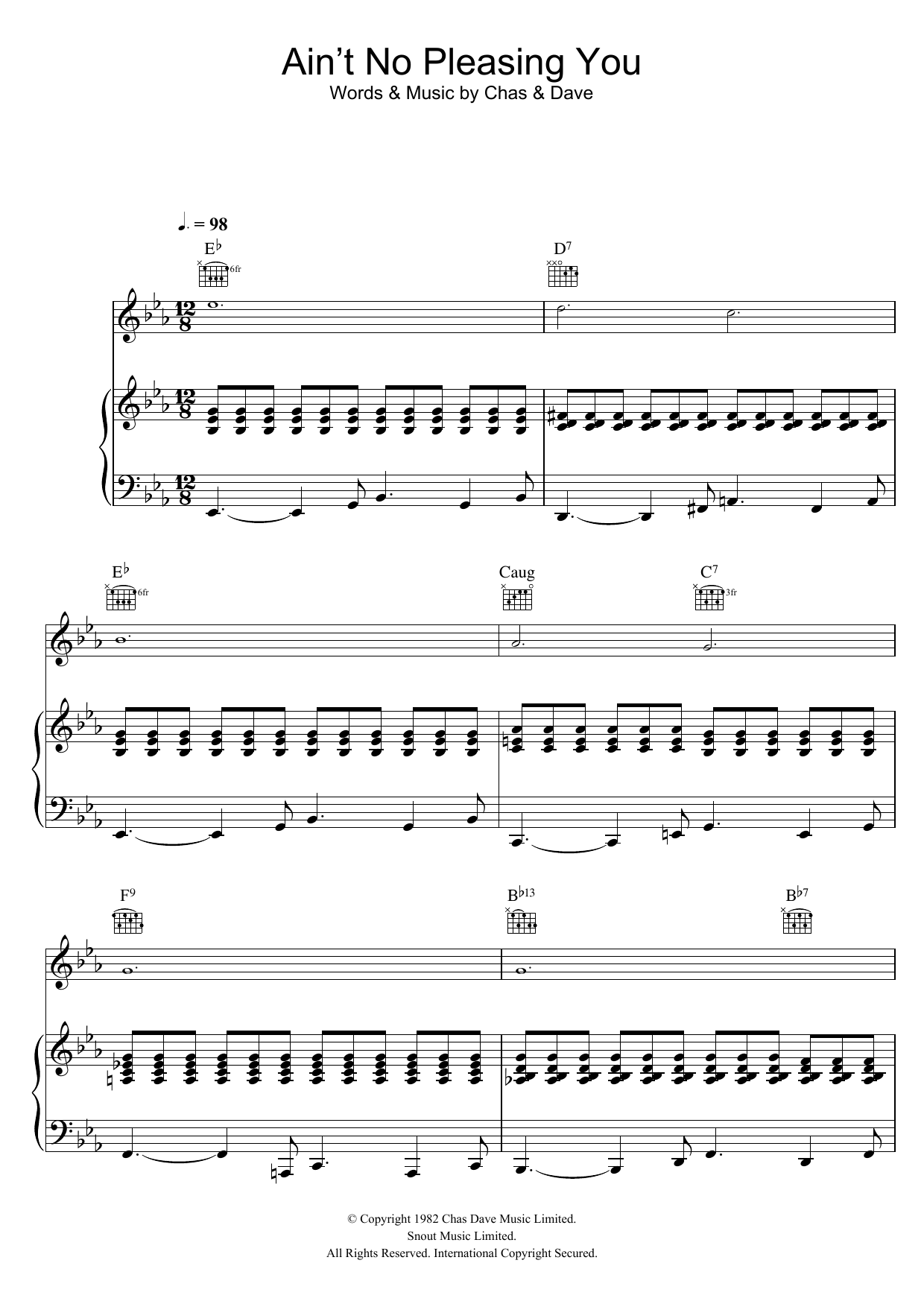 Chas & Dave Ain't No Pleasing You sheet music notes and chords arranged for Piano, Vocal & Guitar Chords