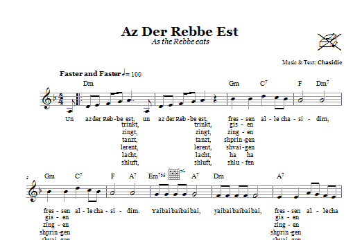 Chasidic Az Der Rebbe Est (As The Rebbe Eats) sheet music notes and chords arranged for Lead Sheet / Fake Book