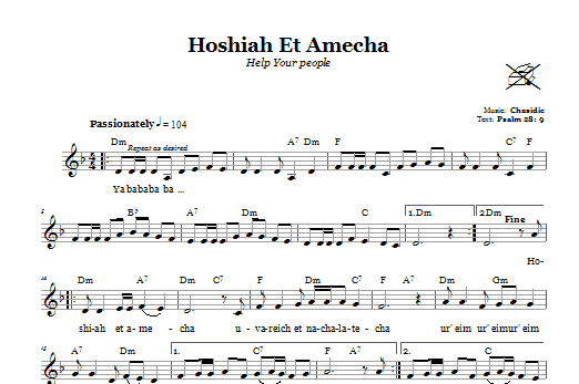 Chasidic Hoshiah Et Amecha (Help Your People) sheet music notes and chords arranged for Lead Sheet / Fake Book