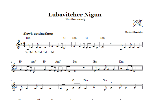 Chasidic Lubavitcher Nigun (Wordless Melody) sheet music notes and chords arranged for Lead Sheet / Fake Book