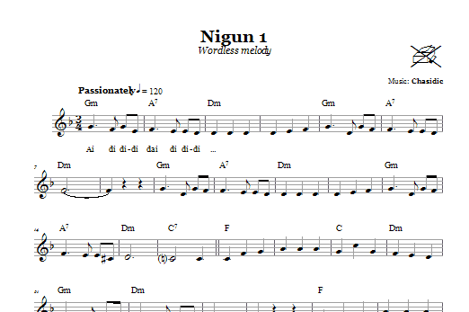 Chasidic Nigun 1 (Wordless Melody) sheet music notes and chords arranged for Lead Sheet / Fake Book