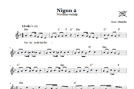 Chasidic Nigun 2 (Wordless Melody) sheet music notes and chords arranged for Lead Sheet / Fake Book