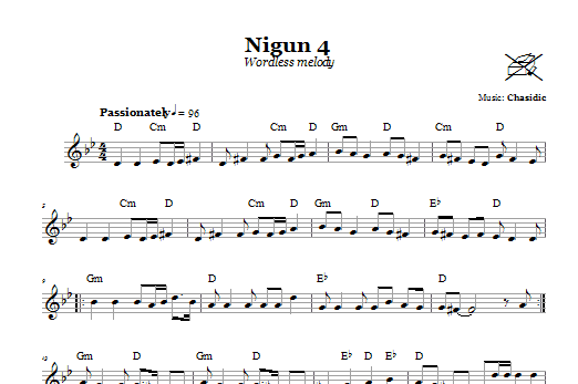 Chasidic Nigun 4 (Wordless Melody) sheet music notes and chords arranged for Lead Sheet / Fake Book