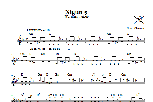 Chasidic Nigun 5 (Wordless Melody) sheet music notes and chords arranged for Lead Sheet / Fake Book
