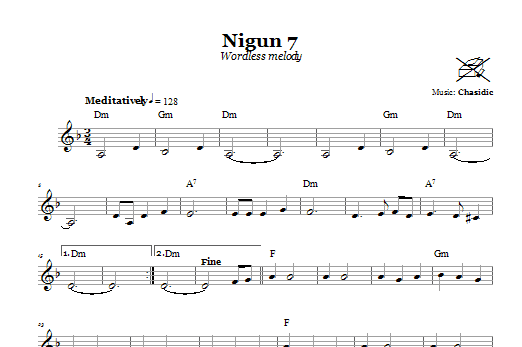 Chasidic Nigun 7 (Wordless Melody) sheet music notes and chords arranged for Lead Sheet / Fake Book