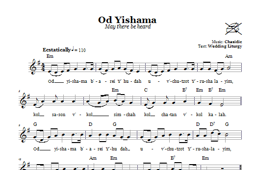Chasidic Od Yishama (May There Be Heard Again) sheet music notes and chords arranged for Lead Sheet / Fake Book