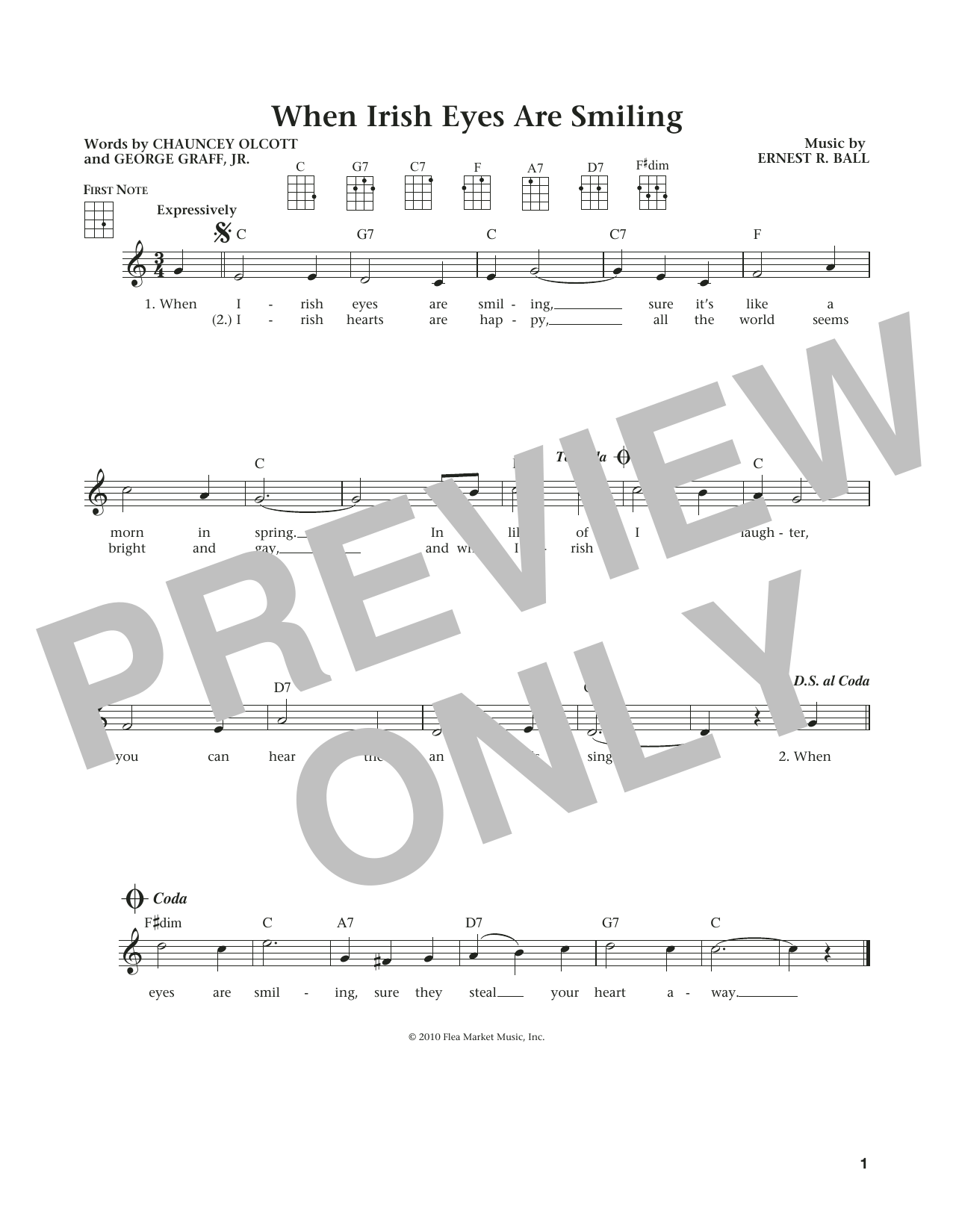Chauncey Olcott When Irish Eyes Are Smiling (from The Daily Ukulele) (arr. Liz and Jim Beloff) sheet music notes and chords arranged for Ukulele