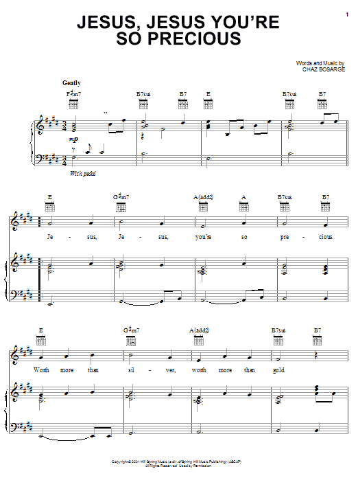 Chaz Bosarge Jesus, Jesus You're So Precious sheet music notes and chords arranged for Piano, Vocal & Guitar Chords (Right-Hand Melody)