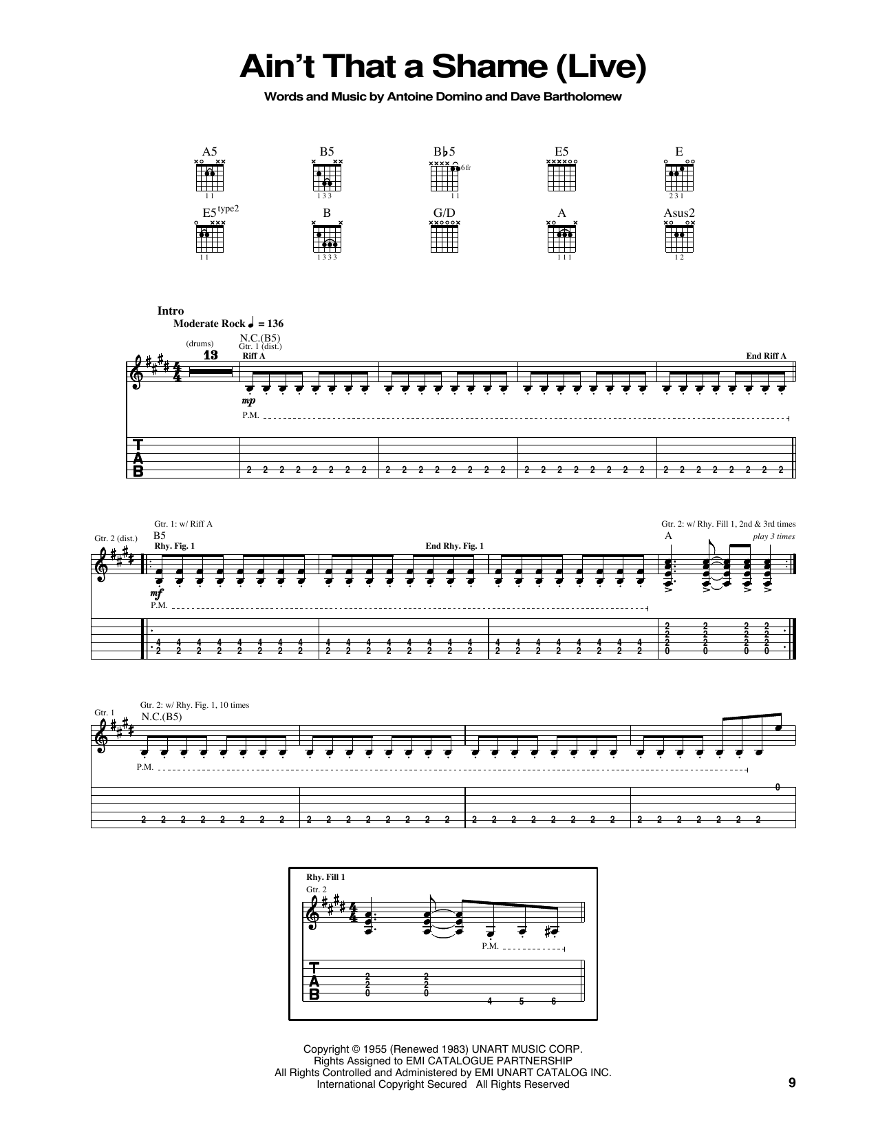 Cheap Trick Ain't That A Shame sheet music notes and chords arranged for Piano, Vocal & Guitar Chords (Right-Hand Melody)