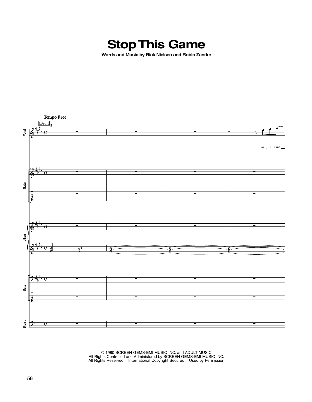 Cheap Trick Stop This Game sheet music notes and chords arranged for Transcribed Score