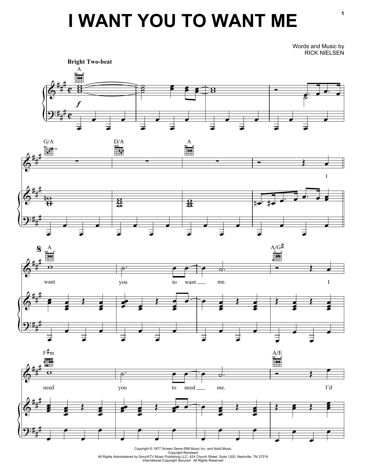Cheap Trick I Want You To Want Me sheet music notes and chords. Download Printable PDF.