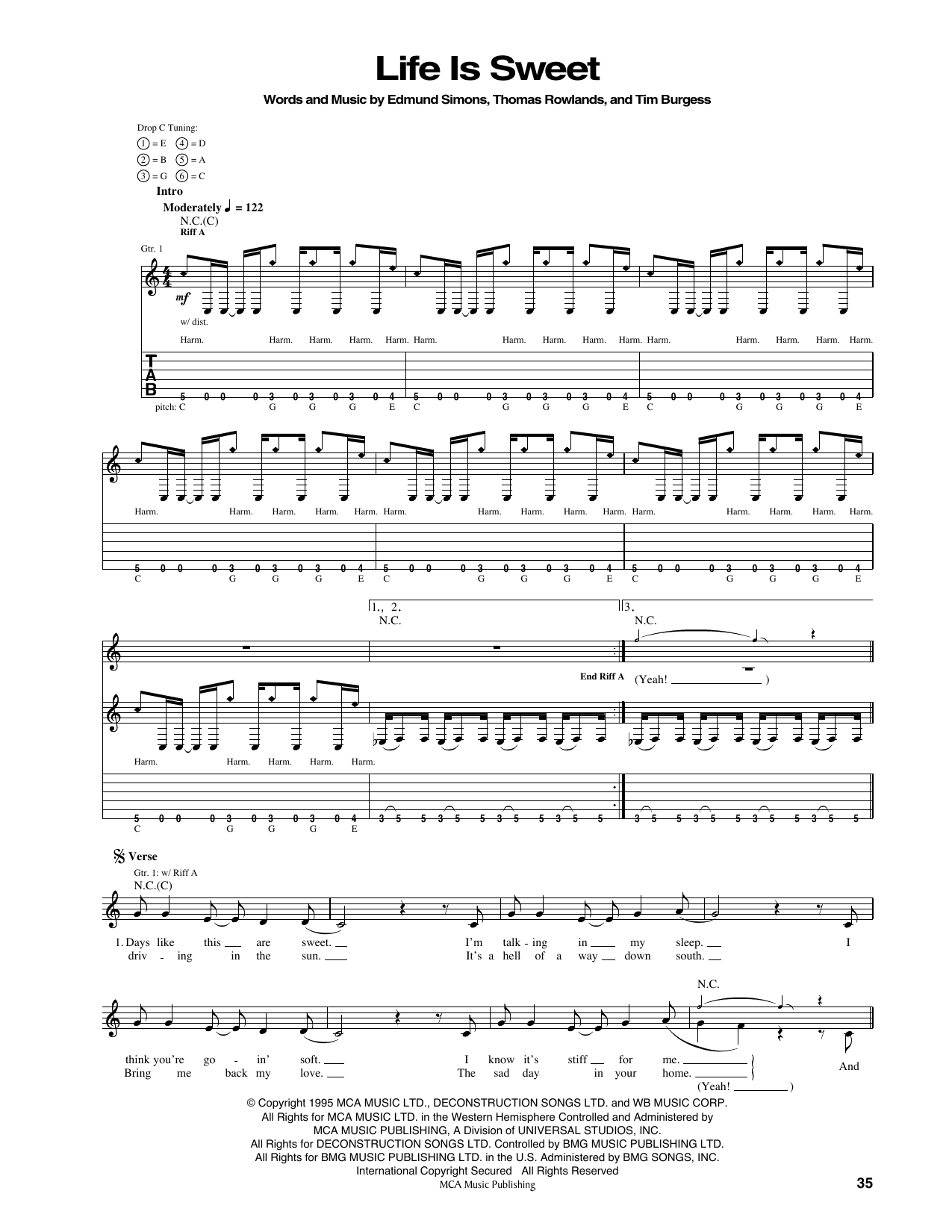 Chemical Brothers Life Is Sweet sheet music notes and chords arranged for Guitar Tab
