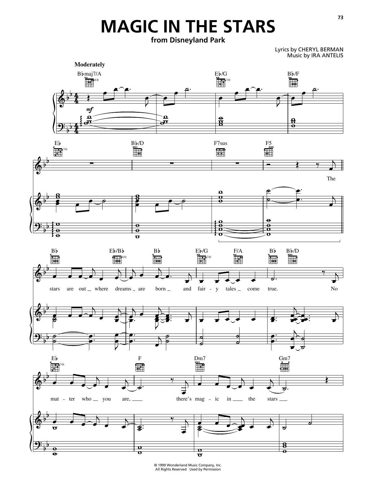 Cheryl Berman Believe...There's Magic In The Stars sheet music notes and chords arranged for Piano, Vocal & Guitar Chords (Right-Hand Melody)