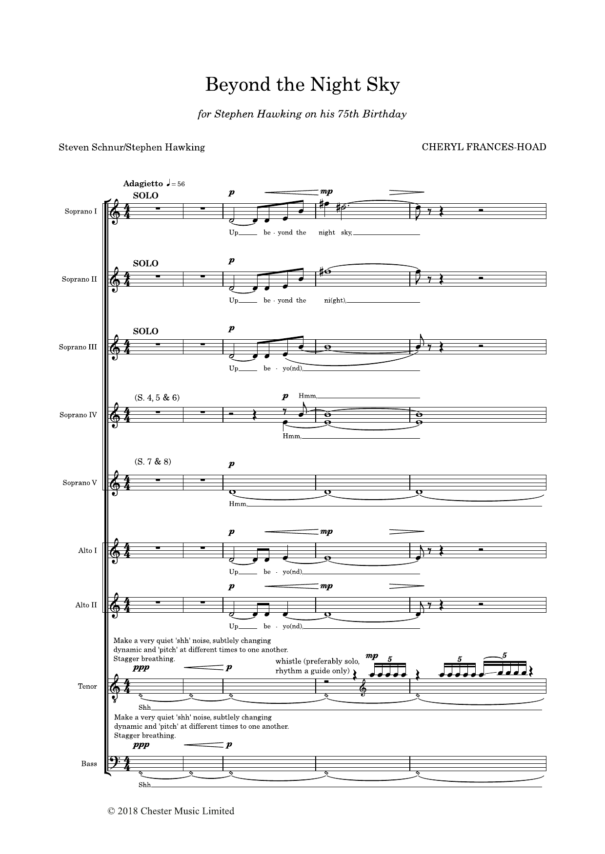 Cheryl Frances-Hoad Beyond The Night Sky sheet music notes and chords arranged for SATB Choir