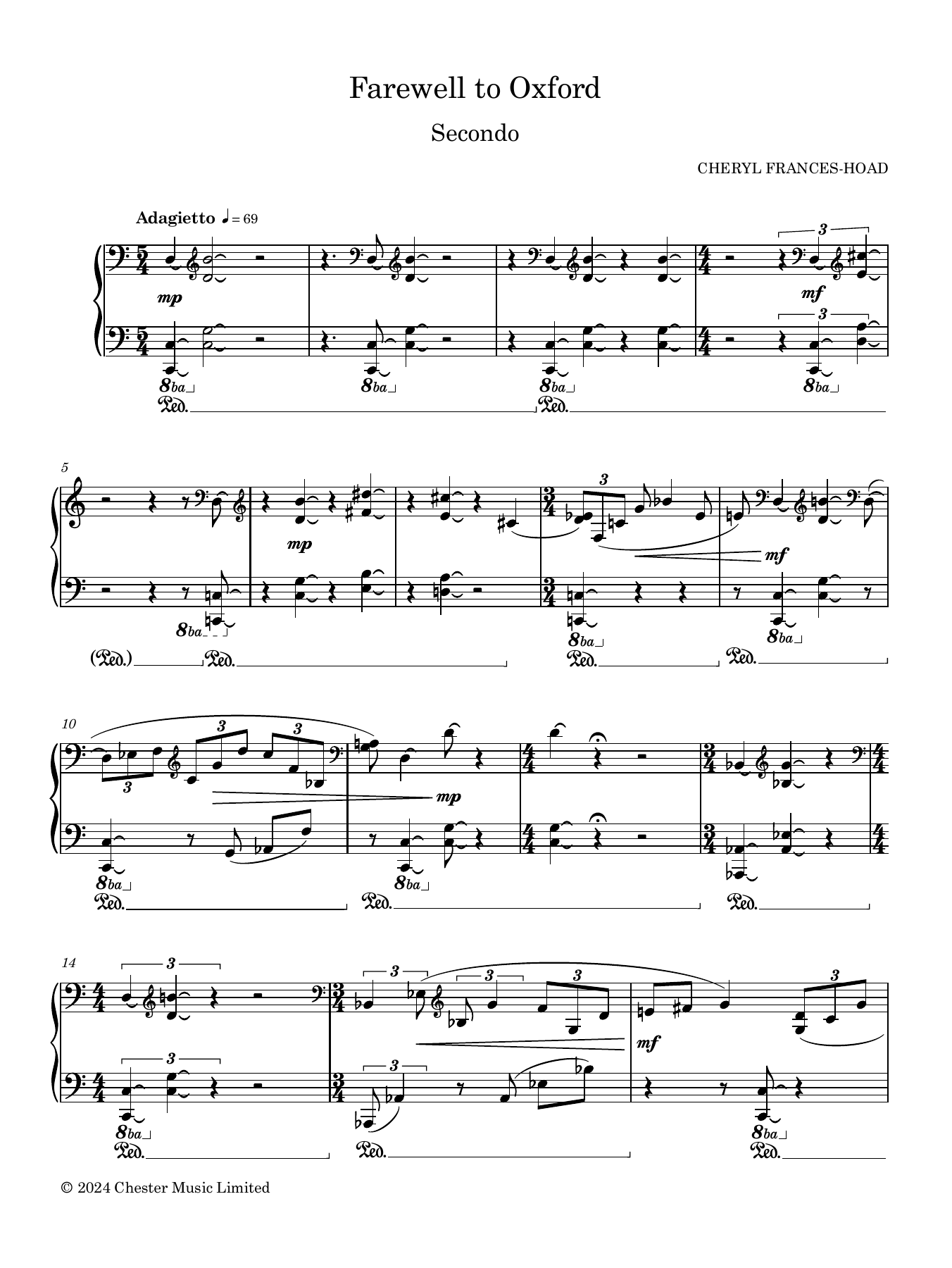 Cheryl Frances-Hoad Farewell to Oxford sheet music notes and chords arranged for Piano Duet