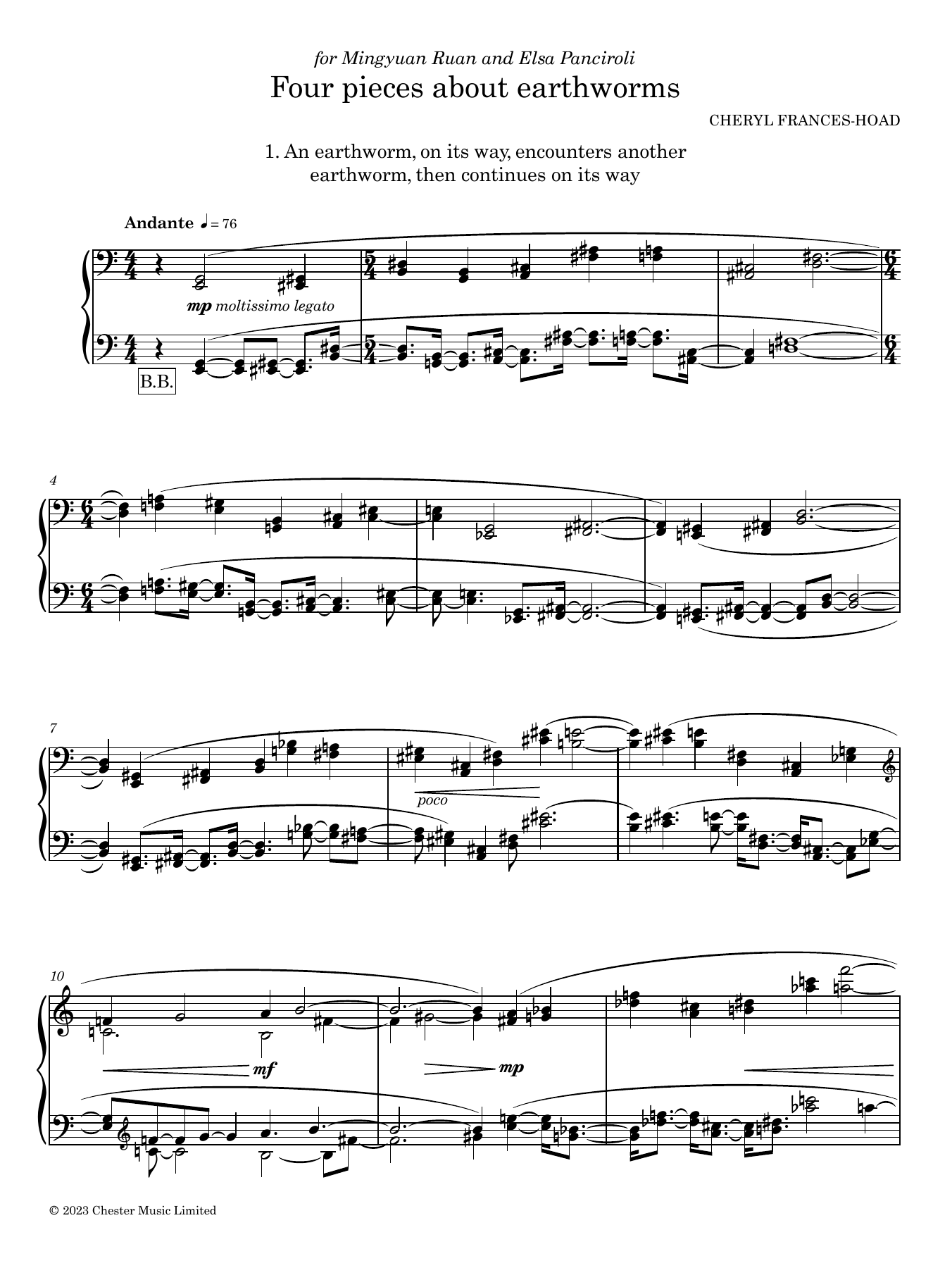 Cheryl Frances-Hoad Four pieces about earthworms sheet music notes and chords arranged for Accordion