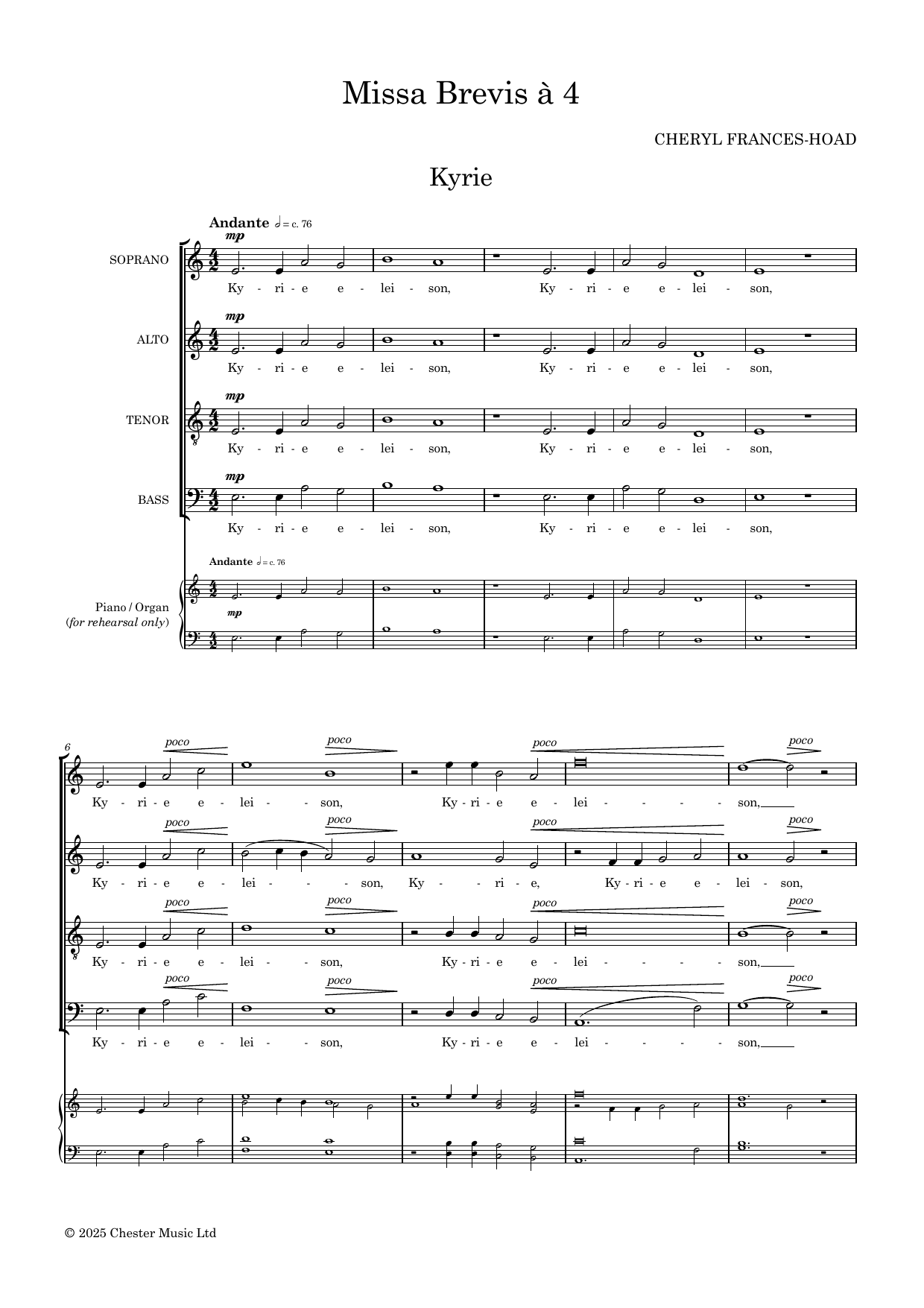 Cheryl Frances-Hoad Missa Brevis sheet music notes and chords arranged for SATB Choir