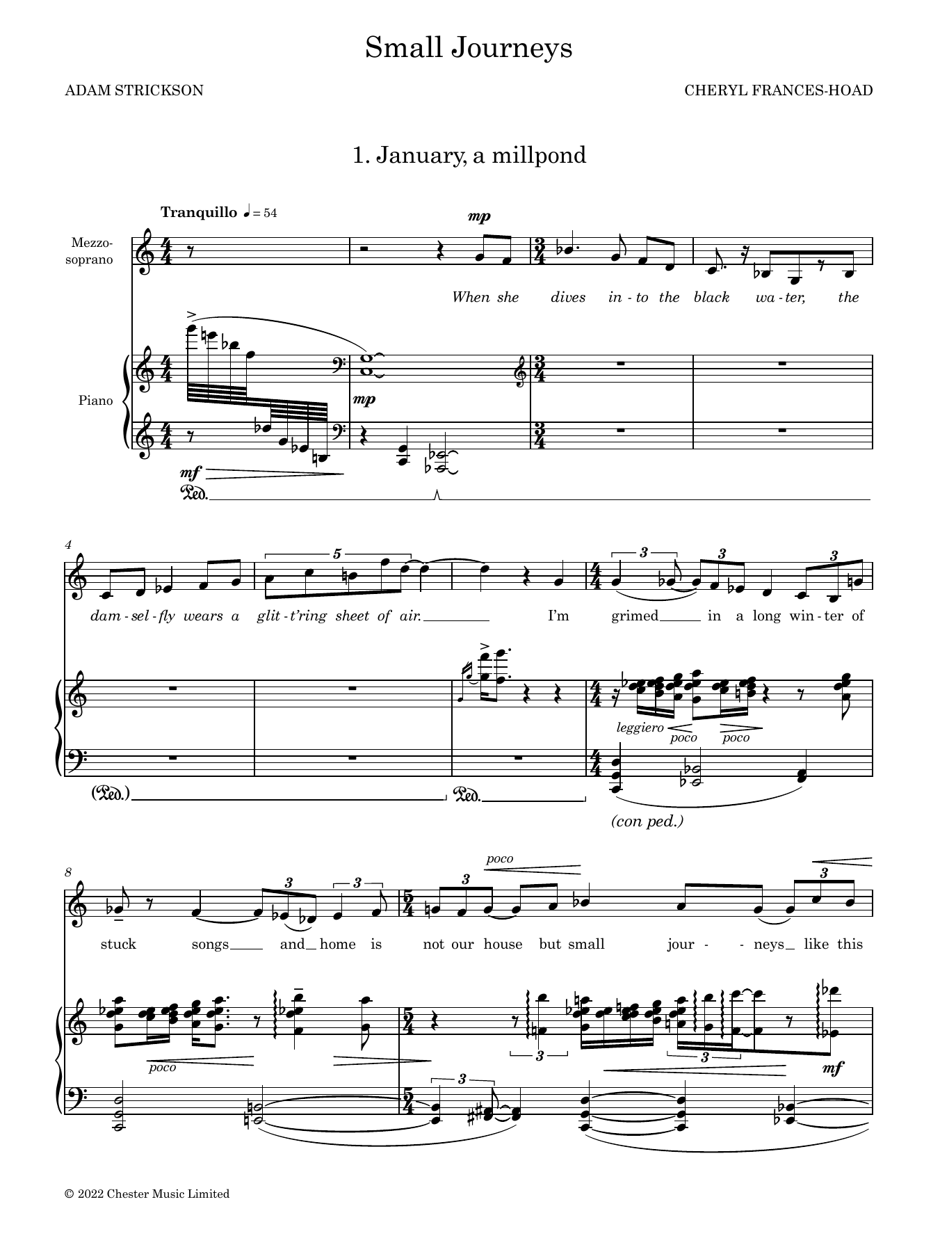 Cheryl Frances-Hoad Small Journeys sheet music notes and chords arranged for Piano & Vocal