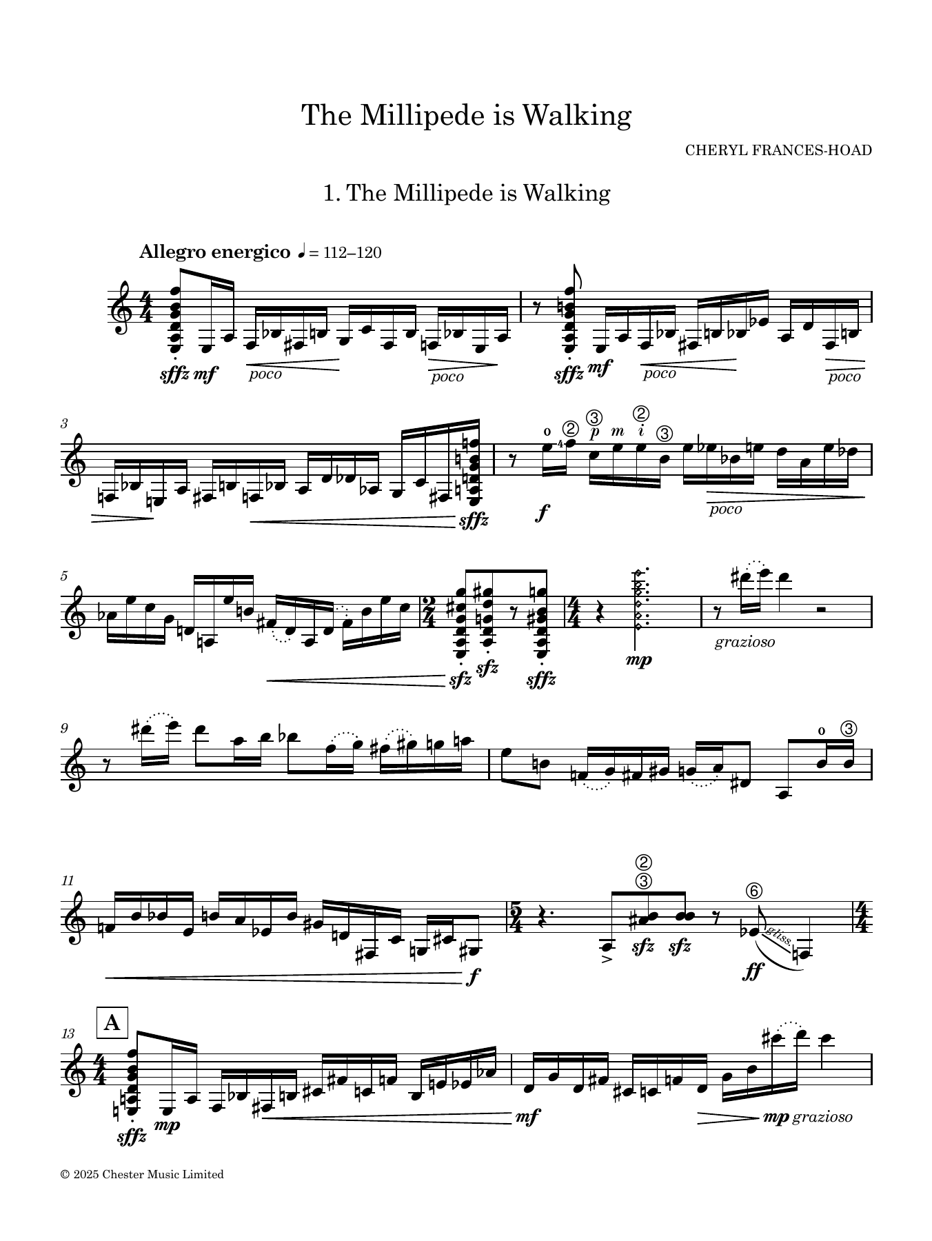 Cheryl Frances-Hoad The Millipede is Walking sheet music notes and chords arranged for Solo Guitar