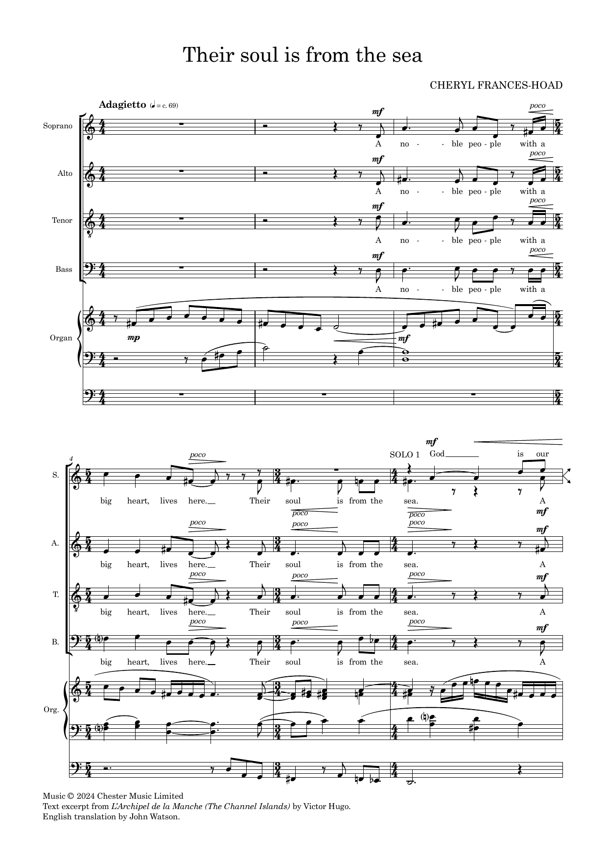 Cheryl Frances-Hoad Their Soul is from the Sea sheet music notes and chords arranged for SATB Choir