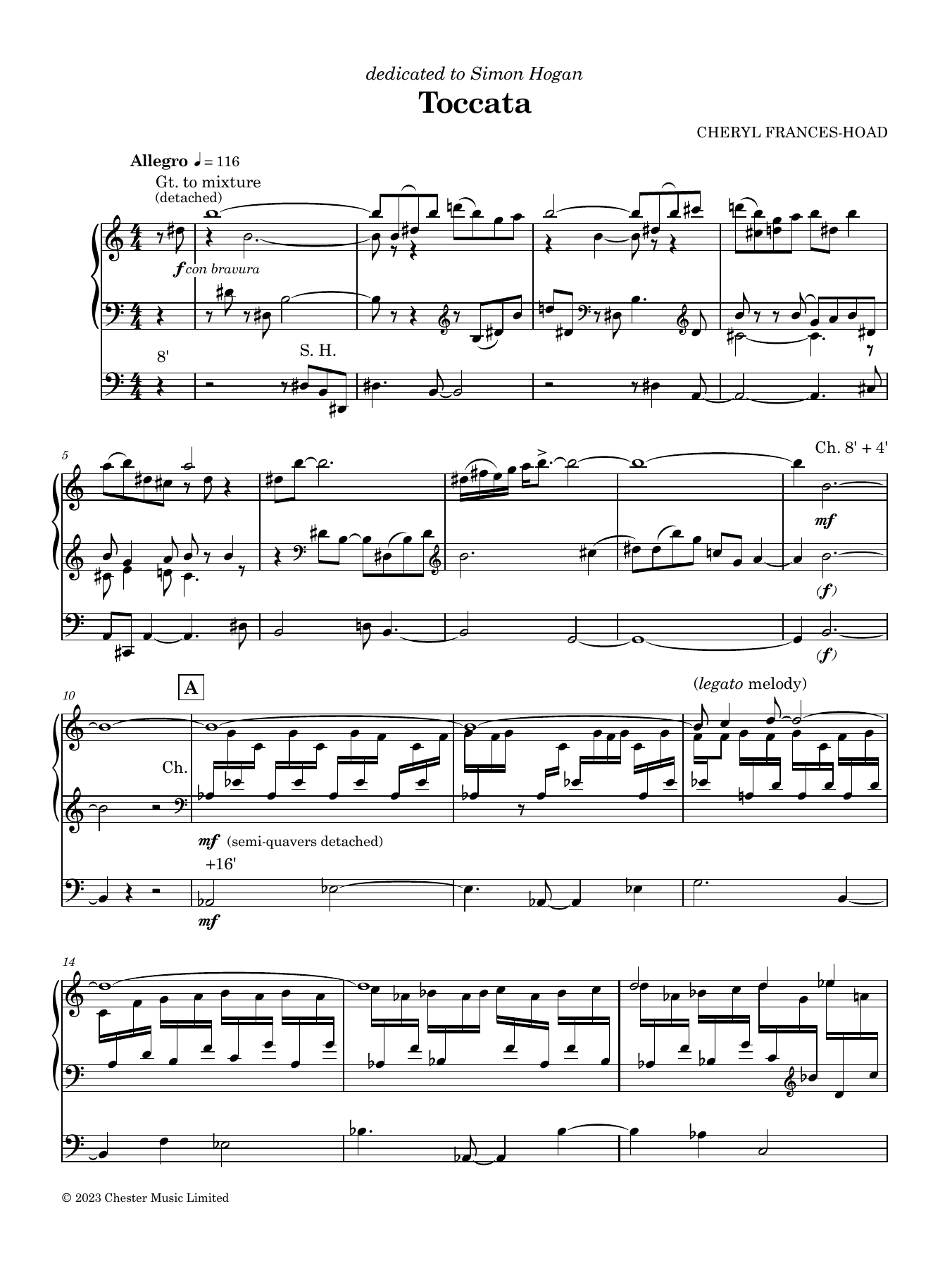 Per Norgard Toccata sheet music notes and chords arranged for Organ