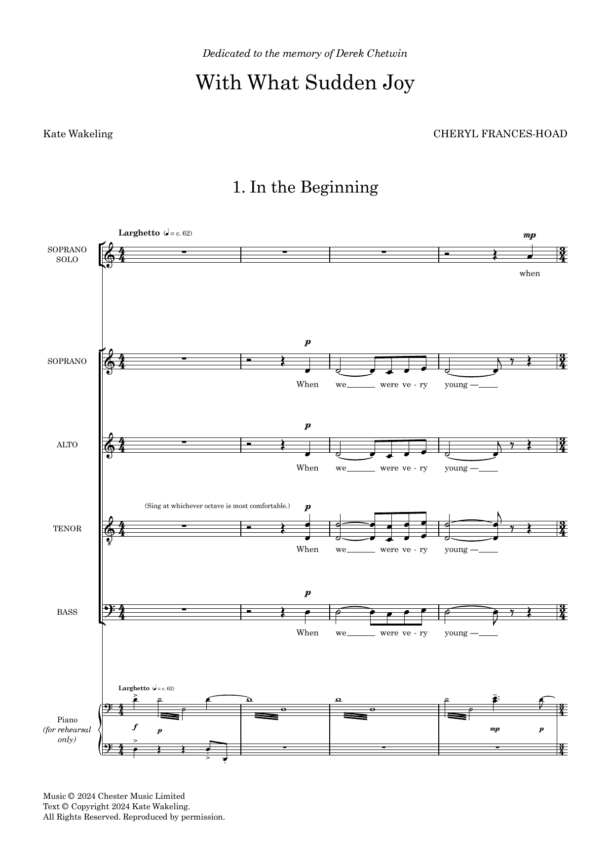 Cheryl Frances-Hoad With What Sudden Joy (Vocal Score) sheet music notes and chords arranged for SATB Choir