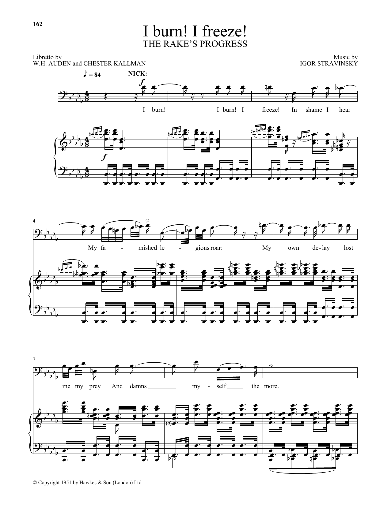 Chester Kallman I Burn! I Freeze! sheet music notes and chords arranged for Piano & Vocal