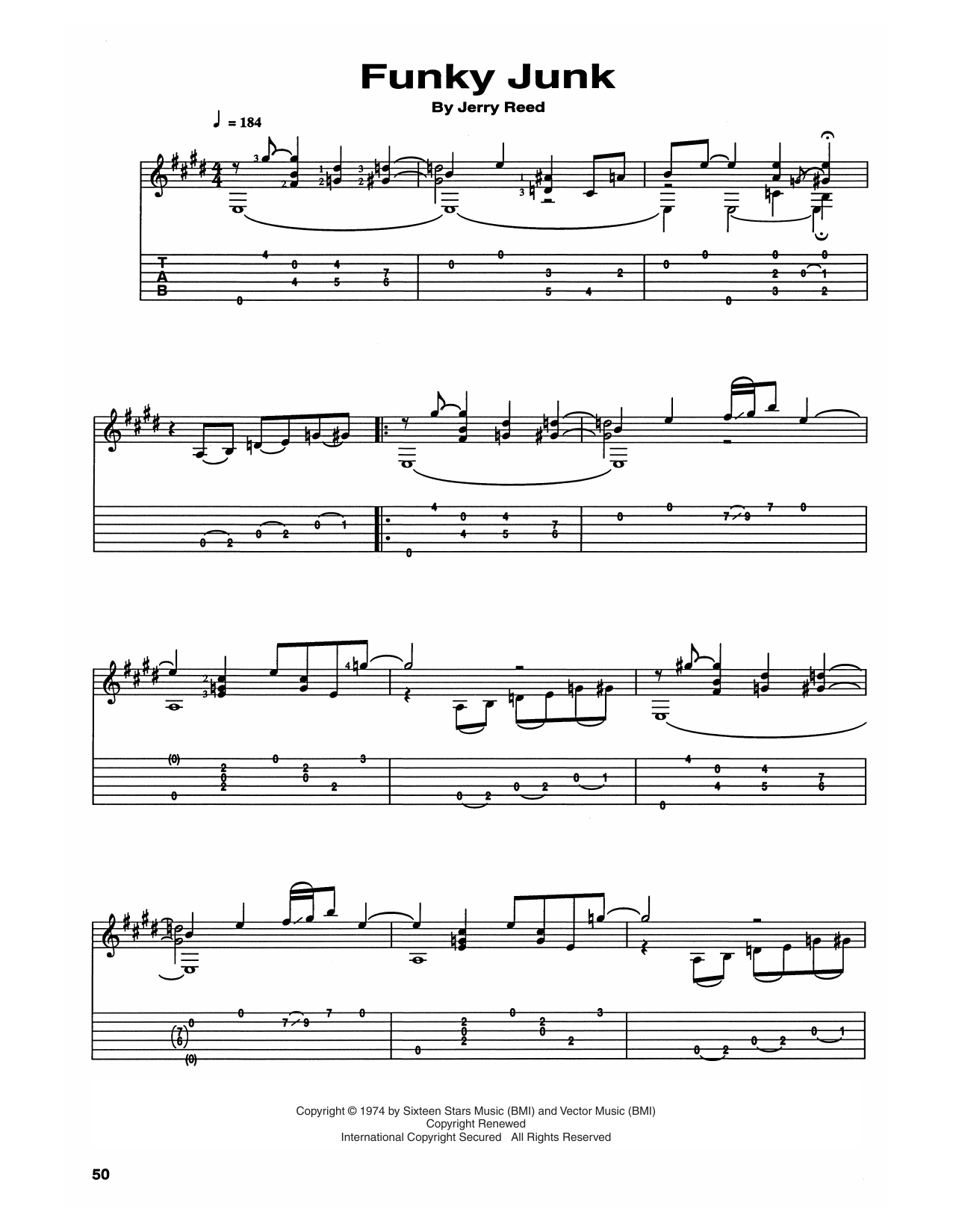 Chet Atkins and Jerry Reed Funky Junk sheet music notes and chords arranged for Guitar Tab