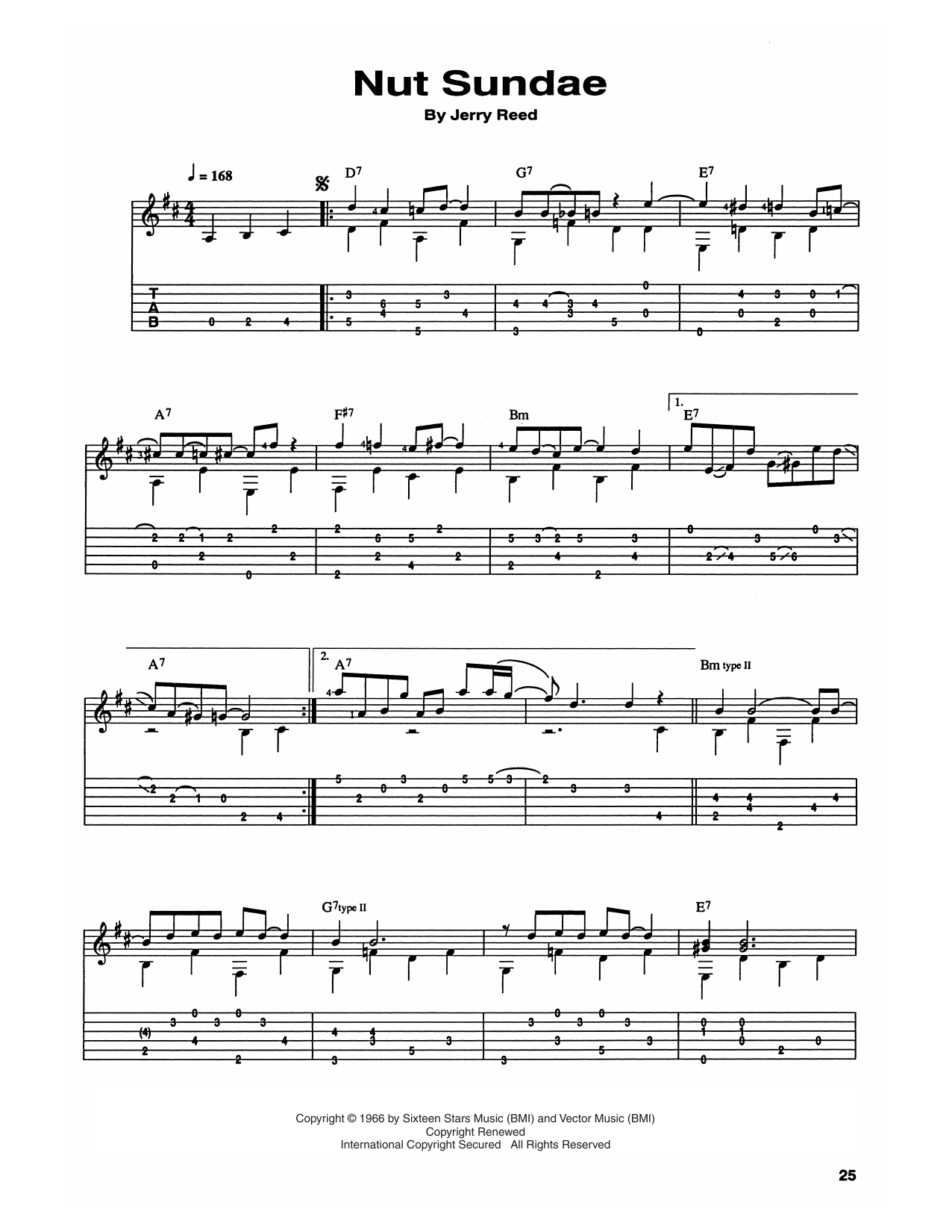 Chet Atkins and Jerry Reed Nut Sundae sheet music notes and chords arranged for Guitar Tab