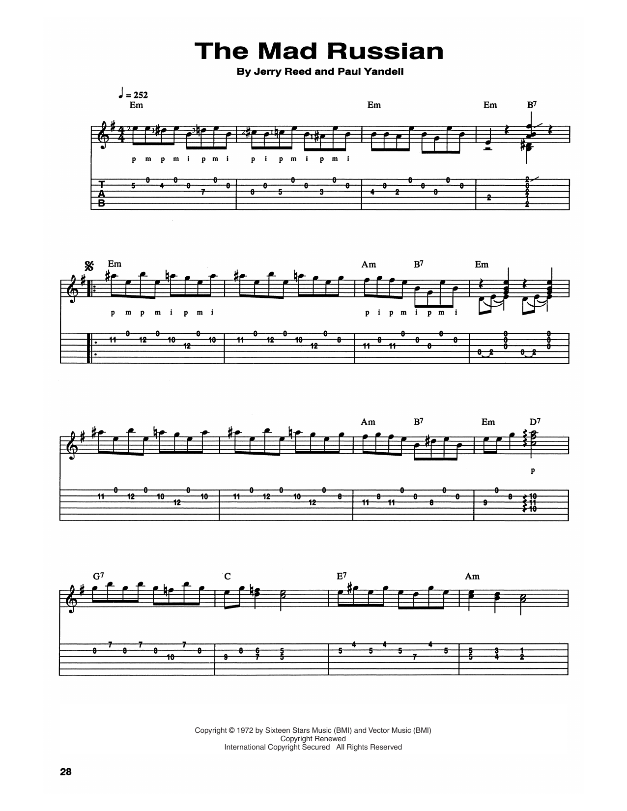 Chet Atkins and Jerry Reed The Mad Russian sheet music notes and chords arranged for Guitar Tab