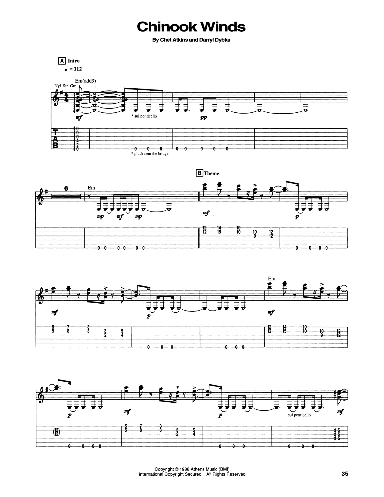 Chet Atkins Chinhook Winds sheet music notes and chords arranged for Guitar Tab