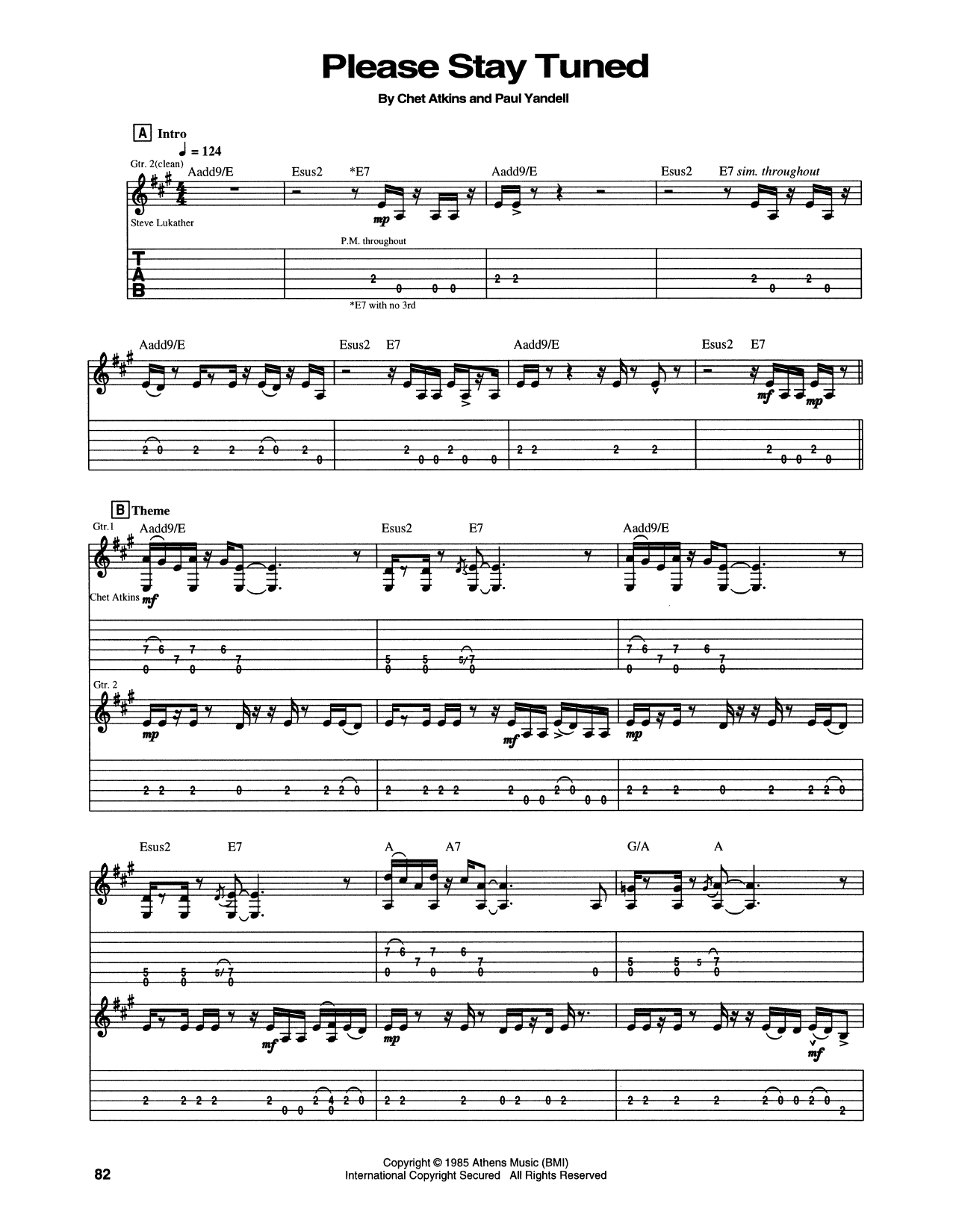 Chet Atkins Please Stay Tuned sheet music notes and chords arranged for Guitar Tab