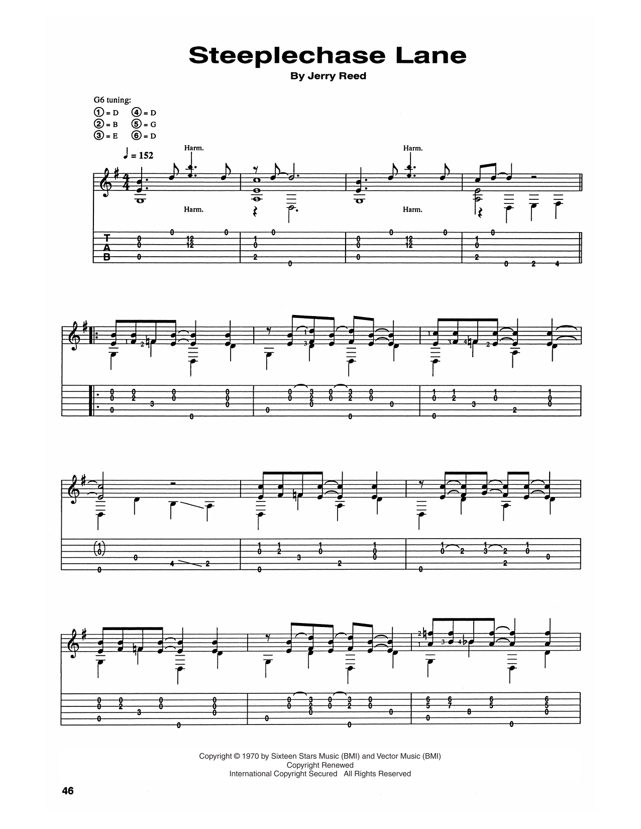 Chet Atkins Steeplechase Lane sheet music notes and chords arranged for Guitar Tab