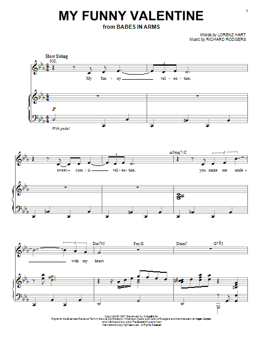 Chet Baker My Funny Valentine sheet music notes and chords arranged for Guitar Chords/Lyrics