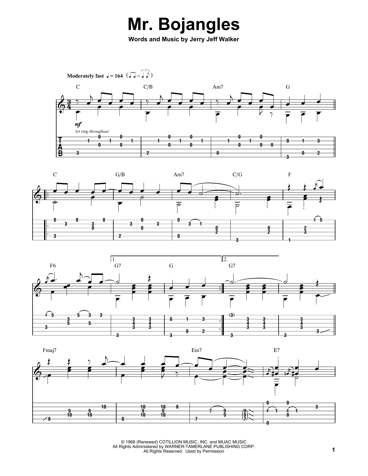 Chet Atkins Mr. Bojangles sheet music notes and chords arranged for Guitar Tab (Single Guitar)